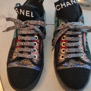 Chanel multicolor Tweed sneakers